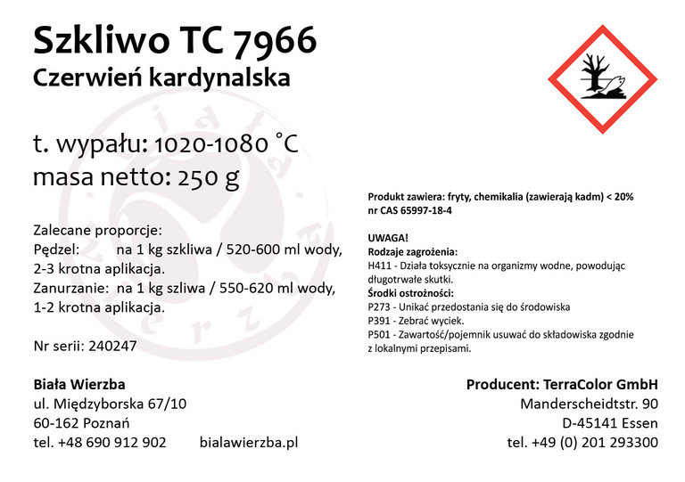 Zestaw 4x250 g szkliwo proszkowe TC 7966 Czerwień kardynalska (2)