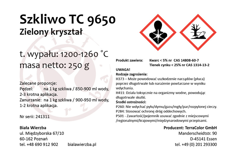 Zestaw 4x250 g szkliwo proszkowe TC 9650 Zielony kryształ (Grünkristall) (2)