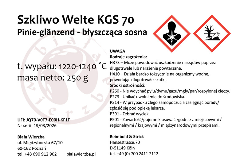 Szkliwo proszkowe Welte KGS 70 Błyszcząca sosna (2)