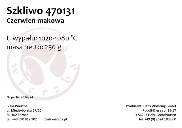 Szkliwo proszkowe 470131 Czerwień makowa (2)