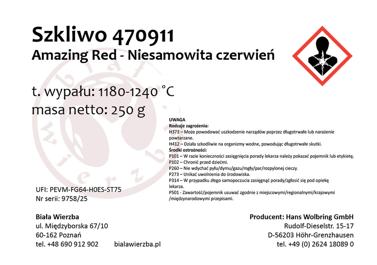 Szkliwo proszkowe 470911 Amazing Red - Niesamowita czerwień (2)