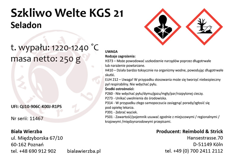 Szkliwo proszkowe Welte KGS 21 Seladon (2)