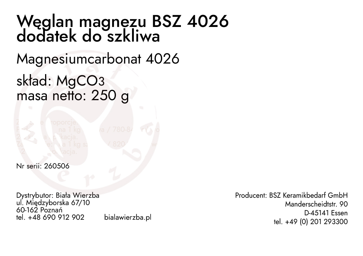 Węglan magnezu BSZ 4026 - dodatek do szkliwa (Magnesiumcarbonat) (2)