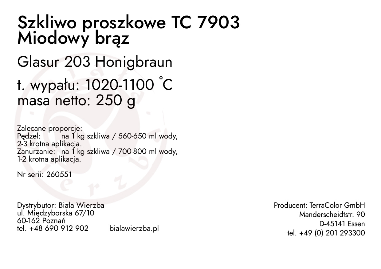 Szkliwo proszkowe TC 7903 Miodowy brąz (Honigbraun) (2)