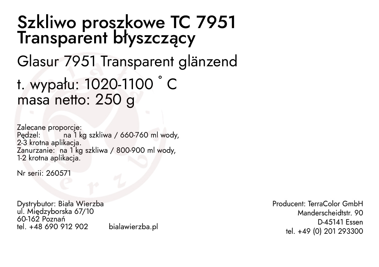 Szkliwo proszkowe TC 7951 Transparent błyszczący (Transparent glänzend) (2)