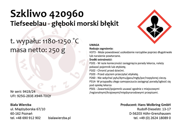 Szkliwo proszkowe 420960 Głęboki morski błękit (3)
