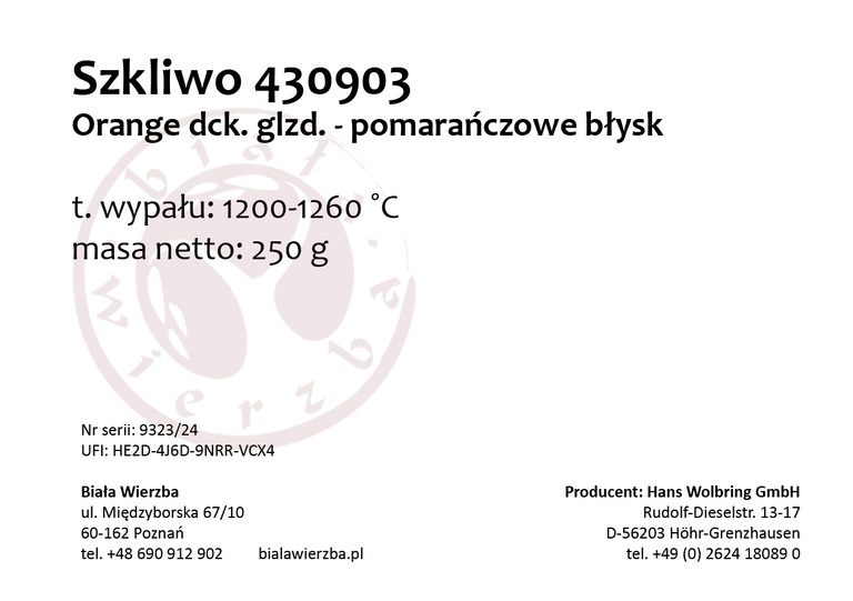 Szkliwo proszkowe 430903 Pomarańczowe błyszczące (4)