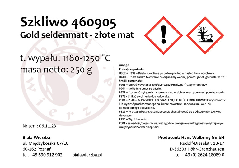 Szkliwo proszkowe 460905 Złote matowe (3)