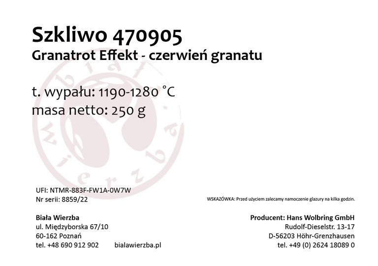 Szkliwo proszkowe 470905 Czerwień granatu (4)