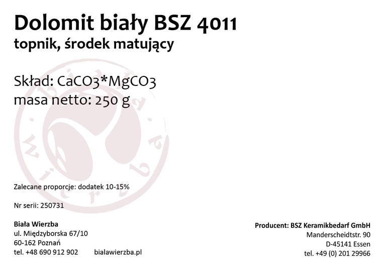 Dolomit biały BSZ 4011 - topnik, środek matujący (2)