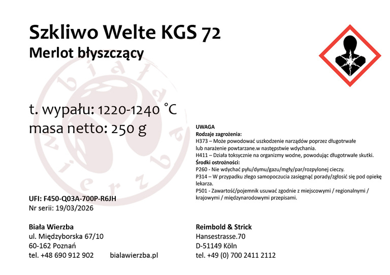 Szkliwo proszkowe Welte KGS 72 Merlot błyszczący (3)